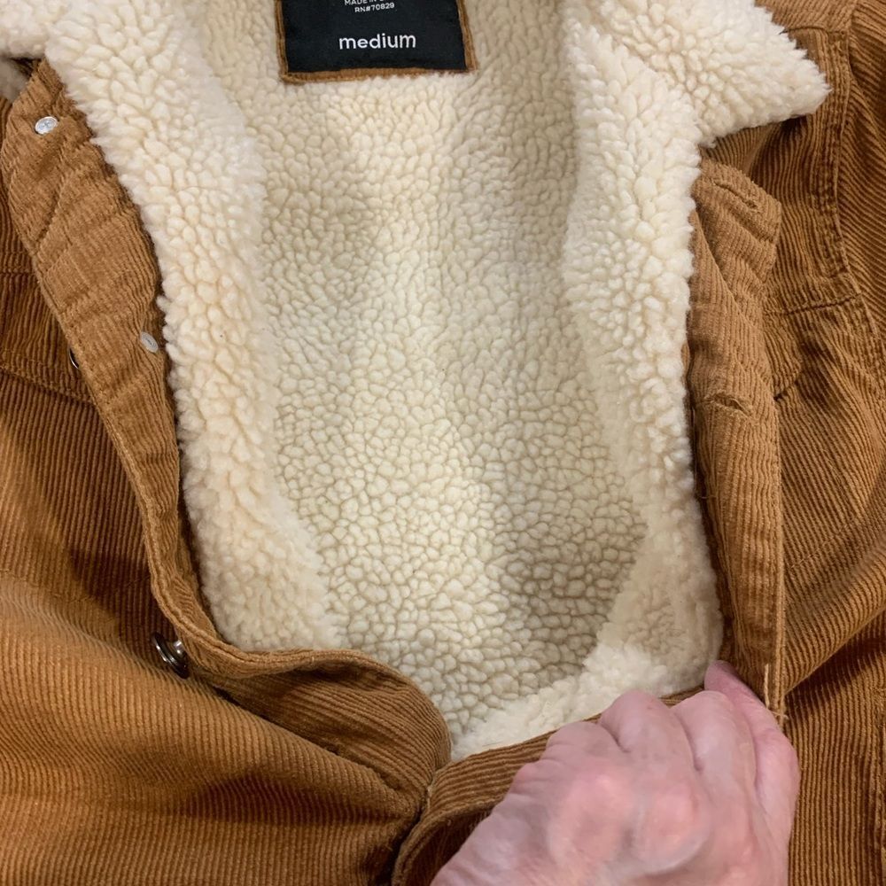 Rue 21 Corduroy Tan Button-down Jacket with Fleece Lining - Picture 9 of 13